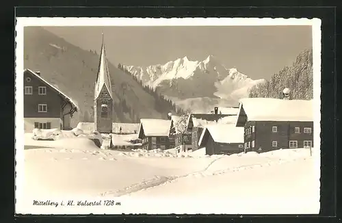 AK Mittelberg i. Kl. Walsertal, Ortspartie im Schnee