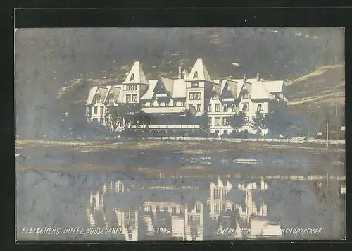 AK Vossevangen, Blick nach Fleischers Hotel