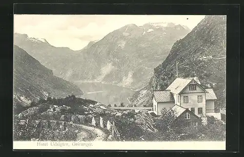 AK Geiranger, Hotel Udsigten im Gebirge