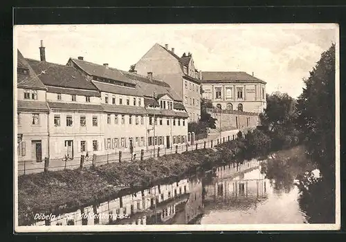 AK Döbeln i. Sa., Strasse Muldenterrasse mit Garten- und Ballsaal