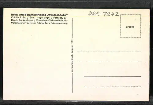 AK Colditz i. Sa., Hotel Waldschänke