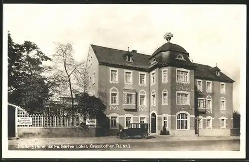 AK Grossbothen, Müllers Hotel mit Garten und Ballsaal