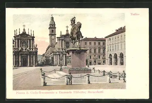 AK Torino, Piazza S. Carlo-Monumento a Emanuele Filiberto, Marocchetti, Reklame für Citrophen