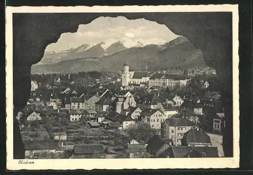 AK Bludenz, Totalansicht mit Blick gegen die Walserberge