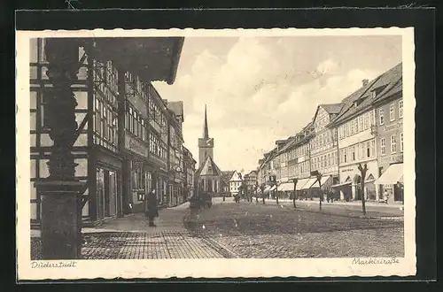 AK Duderstadt, Marktstrasse mit Fachwerkhäusern und Geschäften