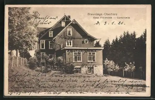 AK Braunlage /Harz, Hotel Haus Fichteneck, Gartenseite