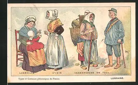 Sammelbild Lorraine, Types et Costumes pittoresques de France, Lunéville, St-Dié, Vendangeuse de Toul