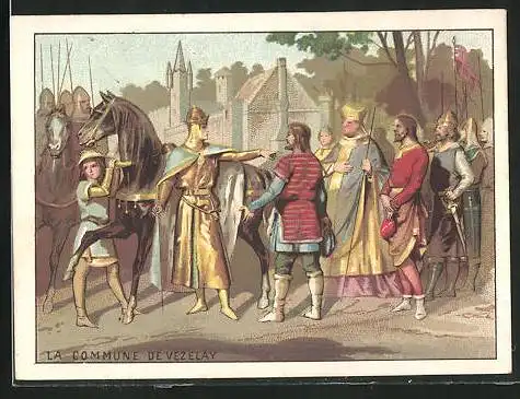 Sammelbild La Commune de Vézelay, König mit Pferd und Soldaten