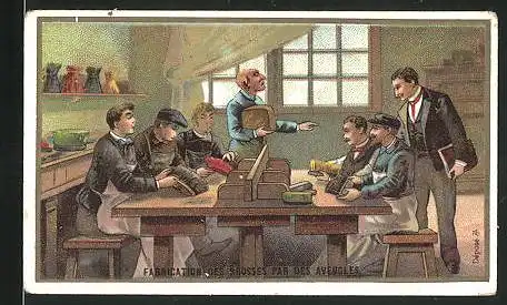 Kaufmannsbild A. Maumont Périgueux, Fabrication des Brosses par des Aveugles