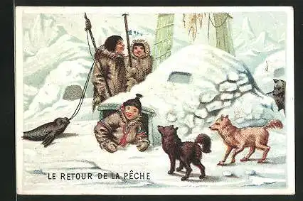 Kaufmannsbild Boucherie Brabant, Concert du Ranelagh Passy-Muette, le Retour de la Peche, Eskimos mit Iglu