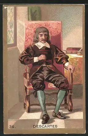 Kaufmannsbild Maison Boulc, Grands Boucherie du Bon Marché, Rene Descartes im Sessel sitzend