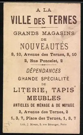 Kaufmannsbild A la Ville des Ternes, Grands Magasins de Nouveautés, Mutter mit ihrem Sohn