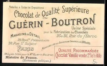 Sammelbild Cocolat Guérin-Boutron, Robert le Pieux, 996-1031, Le Roi se plaît à nourrir les pauvres