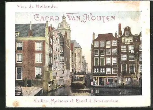 Sammelbild Amsterdam, Van Houten`s Cacao, Vieilles Maisons et Canal