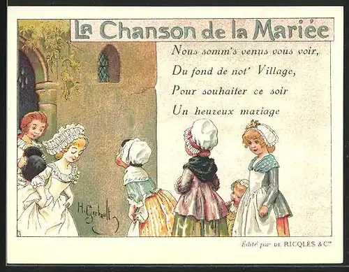 Sammelbild Ricqlès, Alcool de Menthe veramint Pastilles, La Chanson de la Marièe