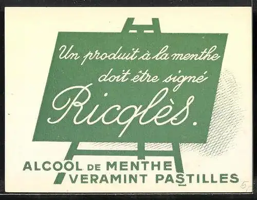 Sammelbild Ricqlès, Alcool de Menthe veramint Pastilles, La Chanson de la Marièe