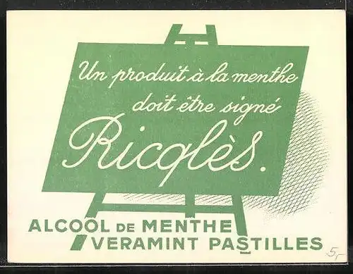 Sammelbild Ricqlès, Alcool de Menthe veramint Pastilles, Marcoton va-t-a l`iau