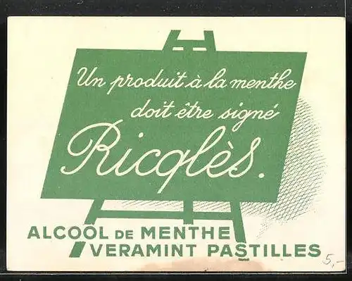 Sammelbild Ricqlès, Alcool de Menthe veramint Pastilles, Mon pèr` m`a donnè un mari