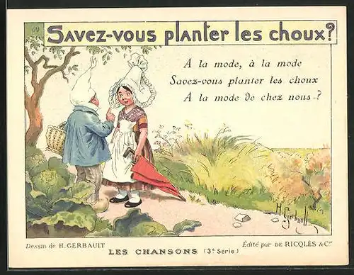 Sammelbild Ricqlès, Alcool de Menthe veramint Pastilles, Savez-vous planter les choux?