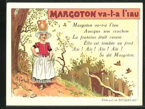 Sammelbild Ricqlès, Alcool de Menthe veramint Pastilles, Marcoton va-t-a-l`iau