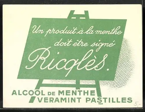 Sammelbild Ricqlès, Alcool de Menthe veramint Pastilles, Marcoton va-t-a-l`iau