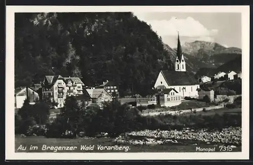 AK Au im Bregenzer Wald, Ortspartie mit Kirche
