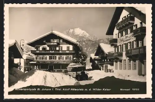 AK St. Johann, platz mit d. Wilden Kaiser