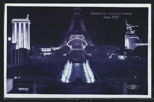 AK Paris, Exposition internationale 1937, Vue D` Ensemble Illuminèe prise du Trocadèro