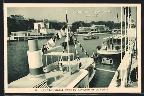 AK Paris, Exposition internationale 1937, Vue d`ensemble, prise du pavillon de la Suisse, Dampfer