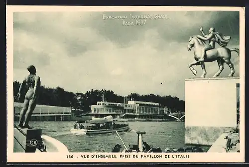 AK Paris, Exposition Internationale 1937, Vue d`ensemble, Prise du Pavillon de L`Italie, Weltausstellung