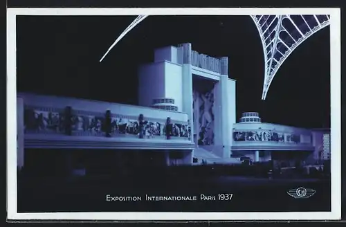 AK Paris, Exposition internationale 1937, Pavillon du Phot-Phono-Cinèma-vu de nuit