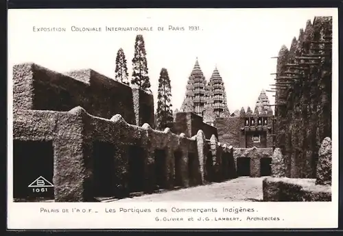 AK Paris, Exposition coloniale internationale 1931, Les Portiques des Commercants Indigenes