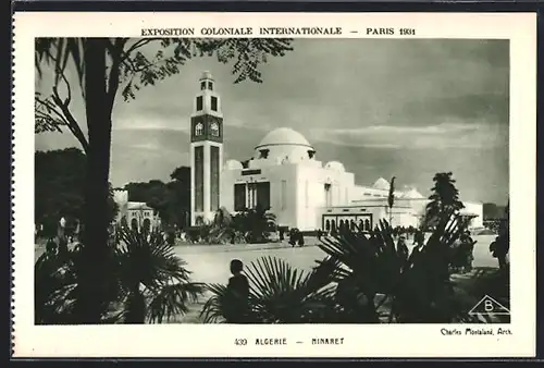 AK Paris, Exposition coloniale internationale 1931, Algerie, Minaret