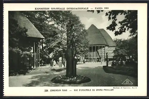 AK Paris, Exposition coloniale internationale 1931, Cameroun, Vue D`Ensemble du Grand Pavillon