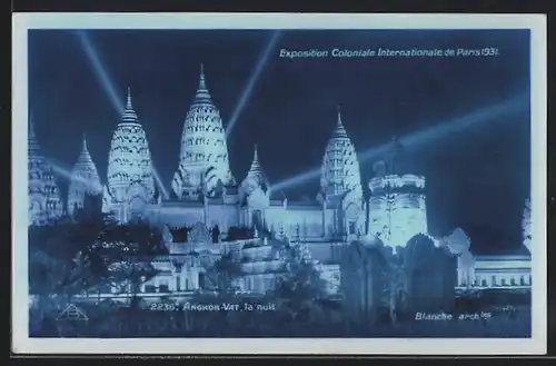 AK Paris, Exposition coloniale internationale 1931, Angkor-Vat, la nuit