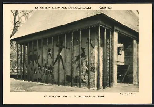 AK Paris, Exposition coloniale internationale 1931, Cameroun Togo, Le Pavillon de la Chasse (Lejeune, Peintre)