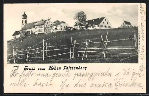 AK Hohenpeissenberg, Ortsansicht mit Kirche