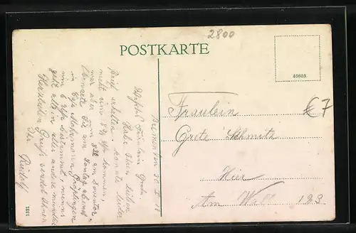 AK Bremen, Marktplatz mit Roland und Schütting