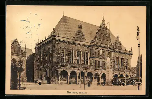 AK Bremen, Rathaus mit Strassenbahn