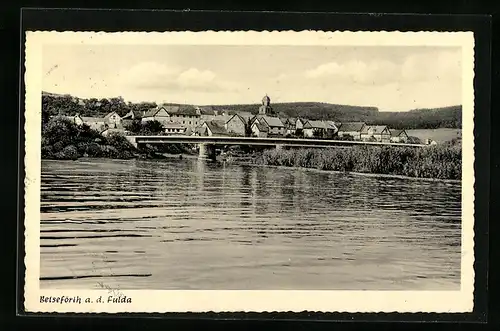 AK Beiseförth a. d. Fulda, Uferpartie