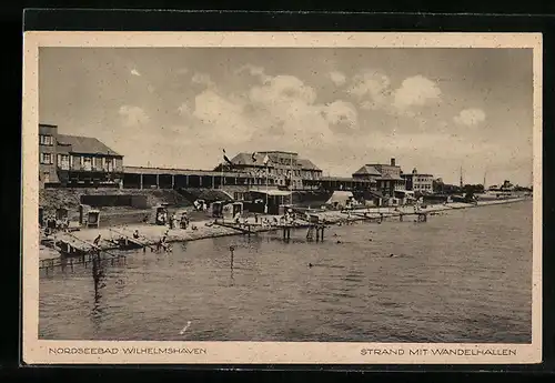 AK Wilhelmshaven, Nordseebad, Strand mit Wandelhallen