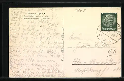 AK Timmendorferstrand, Ostseebad, Kurhotel Denker mit n