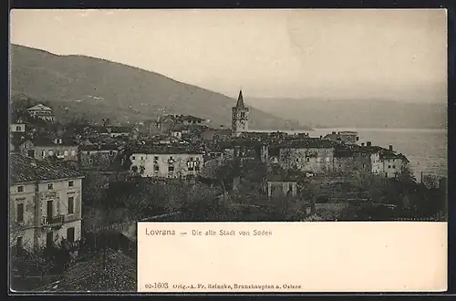 AK Lovrana, Die alte Stadt von Süden