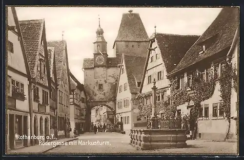 AK Rothenburg, Rödergasse mit Markusturm