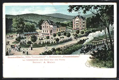 AK Wiesbaden, Hotel Villa Taunusblick und Restaurant Chausseehaus