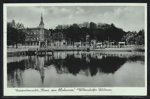 AK Woltersdorf, Gasthaus Behle, Haus am Flakensee, Schleuse