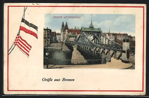 AK Bremen, Ortsansicht mit Grosse Weserbrücke