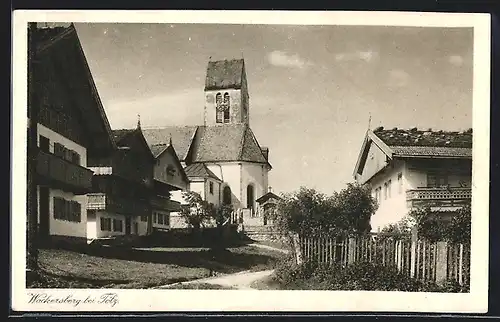 AK Wackersberg b. Tölz, Ortsansicht mit Kirche