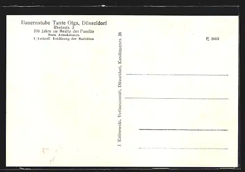 AK Düsseldorf, Gasthaus Bauernstube Tante Olga, Rheinstr. 3, Innenansicht