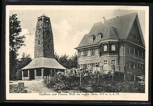 AK Heidelberg, Gasthaus und Pension Wolf am weissen Stein